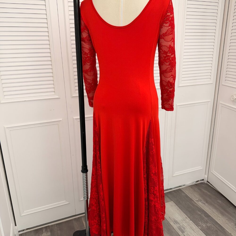 Valentine Red Dance America? (No Tags) Sz M-L Smooth Ballroom Dress - Picture 6 of 10